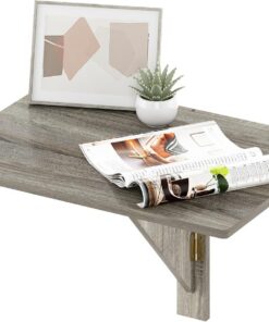 Furinno Hermita Mesa Plegable de Montaje en Pared, Engineered Wood, French Oak, One Size