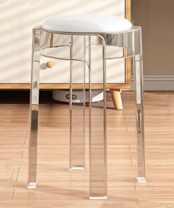 Taburetes de bar apilables de acrílico, taburetes modernos sin brazos para cocina y comedor, 18 pulgadas de altura, diseño sin respaldo