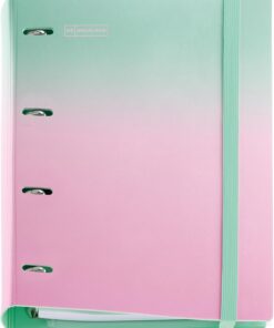 Miquelrius - Carpeta Archivador 4 Anillas A4 Polyfoam, Mint y Rosa | Incluye Recambio de 100 Hojas Cuadriculadas, 4 Separadores, Sobre de Polipropileno y Cierre de Goma