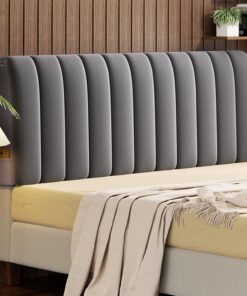 Cubierta Cabecero de Cama Matrimonial/Individual, Con Bolsillo Lateral | Tejido De Terciopelo Suave, Protectora de Cabeceros para Decoración, Con Relleno, Lavable Universal(Dark Gray,220cm)