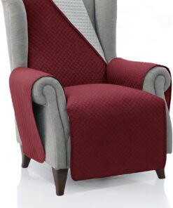 FAVERTI® Cubre Sillón Acolchado 1 Plaza - 55 cm (Asiento) | Modelo REQUENA | Rojo - Gris Claro Reversible | Protector Compatible con Sillones Relax y Orejero | Loneta Lavable | Fabricado en España