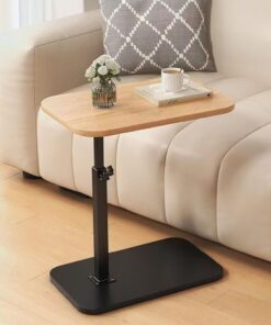 Mesa auxiliar de madera pequeña, mesa de centro para sofá: forma C, altura ajustable, sofá, mesa de café móvil, mesa de café pequeña, mesa lateral para ordenador portátil, soporte para salón