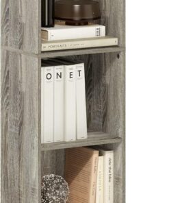 Furinno Luder Biblioteca de 5 Niveles con 1 Puerta de Almacenamiento, Roble Francés