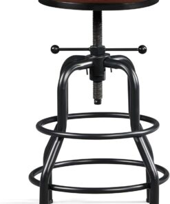 Yaheetech Taburete Industrial Vintage de Bar Silla de Comedor Marrón | Taburete de Bar, Mueble Cocina, Metal Redondo Taburete de Altura de Mostrador para Salón, Bar, Cafetería y Bistro