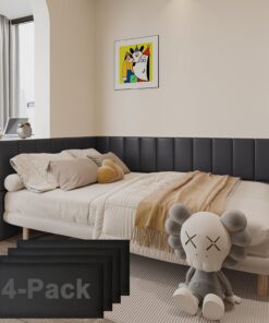YU LI 3DH Acolchado de Pared 3D anticolisión para niños, Autoadhesivo, 4 Paneles de cabecero Negros para cabecero de Pared, despegar y Pegar
