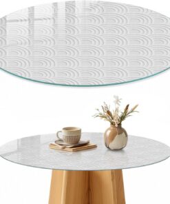 Tapa para Mesa de Centro 50 cm | Redondo | Multiusos | Bordes Pulidos | Diseño elegante | con Impresión Decorativa | Pies Antideslizantes | Vetro Temperato | para la Cocina y Salón