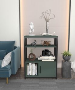 Hanah Home Elegante Soporte para Libros Verde y Negro, 60 cm x 80 cm x 29,6 cm, 100% melamina, 18 mm de Grosor, decoración y Almacenamiento Modernos del hogar