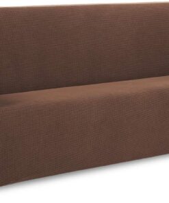 TIANSHU Funda Elástica para Sofá, Funda Sofa 4 Plaza, Ajustables Fundas Sofa Elasticas, Proteger el sofá, Funda de Sofá con Reposabrazos Antideslizante Antimanchas Lavable (Café)