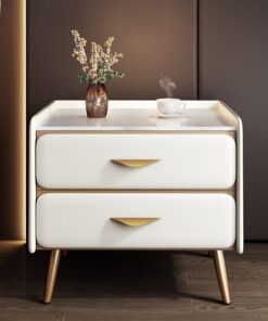 Mesita de noche con cajones, mesita de noche moderna minimalista de madera, mesa auxiliar para sala de estar o dormitorio, diseño funcional, 15.75 pulgadas de alto, perfecta para uso en la oficina en