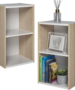 Iris Ohyama Estantería Espacio Ahorrador de 2 Niveles Extra Ancho, Marrón Claro, Ajustable, Multiuso, Modular, para Sala, Oficina, Habitación, Organizadora, Librería, Montaje Fácil, UB-6035