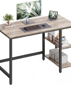 VASAGLE Escritorio, Mesa de Trabajo, Estilo Moderno, para Estudio Dormitorio Salón Oficina, 120 x 60 x 76 cm, Greige Mélange y Negro Tinta LWD47MB