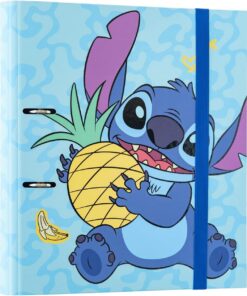 Grupo Erik Stitch Carpeta Anillas A4 - Archivador 2 Anillas | Archivadores Escolares para Niños y Niñas, Material escolar, Tapa Dura con Banda elástica, Merchandising Oficial