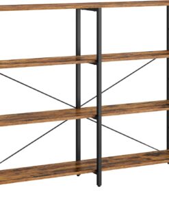 VASAGLE Librería de 4 Niveles, Estantería de Almacenamiento, Separador para Habitación, 30 x 120 x 109,4 cm, Estilo Industrial, Salón, Estudio, Balcón, Cocina, Marrón Rústico y Negro Tinta LLS131K01