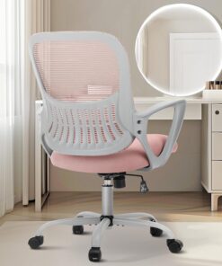 Sweetcrispy Silla de Oficina, Mesa de Ordenador, Silla ejecutiva gerencial, Silla de Ruedas ergonómica de Malla con Ruedas, cómodo Soporte Lumbar, reposabrazos cómodos para el hogar, Dormitorio