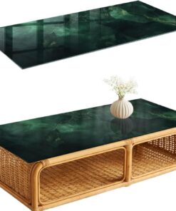 Tapa para Mesa de Centro 125x50 cm | Rectangular | Bordes Pulidos | Secreto verde | para la Cocina y Salón | con Impresión Decorativa | Pies Antideslizantes | Vetro Temperato