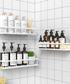 Estanteria Baño, Estanteria Ducha sin Taladro, Blanco- 3 Piezas | Resistente al Agua, Organizador Baño para Champú y Gel de Baño