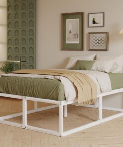 EMODA Cama Matrimonio 150x190 cm Metálico Alto 46 cm, Montaje Sencillo | Estructura Cama Resistente con Soporte de Láminas Acero, Amplio Almacenamiento Inferior, Silenciosa, Negro