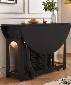 Juego De Mesa Y Sillas Plegables, Tablero Engrosado, Mesa Plegable con Sillas Dentro, para Cocina Comedor Sala De Estar(Black/T 1.2m)