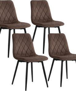 Relaxdays Sillas Comedor, 4 uds, Terciopelo, Patas Metal, 120 kg, marrón | Salón y cocina, silla de cocina tapizada