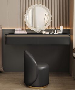 Coqueta Colgante con Luz LED de Ambiente, Tocador de Pared en Madera E0, Escritorio Flotante con Cajones Nano-Forrados para Dormitorio y Estudio(Black,50cm/19.7in)