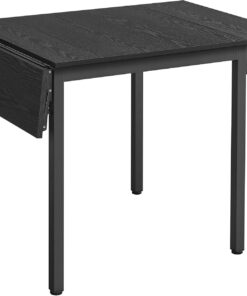 VASAGLE Mesa de Comedor Plegable, Hoja de caída, Extensible, para Espacios pequeños, Asientos de 2 a 4 Personas, Industrial, 78 x 120 x 76,2 cm, Negro ébano y Negro Tinta KDT077B03