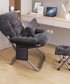 DOSSAE Sofá Perezoso sillón reclinable Tumbona Ajustable Juego de sillas de jardín Plegables de Gravedad Cero Silla Acolchada de Gravedad Cero con reposacabezas Sillones reclinables. (Color : Gray)