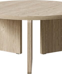 Selsey Mesa de Centro, Mesa Auxiliar, Mesa Auxiliar, Mesa de café, Redonda, 85 cm, Roble Barnizado