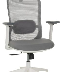 hjh OFFICE Silla de Oficina ergonómica MIKEO G Silla giratoria con Soporte Lumbar, Respaldo de Malla, reposacabezas Regulable en Altura, Asiento Acolchado, Gris