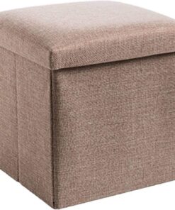 Otomano Plegable, Hogar Lino Reposapiés Cubo Caja De Almacenamiento Banco De Zapatos Reposapiés Adecuado para Dormitorio Pasillo Sala De Estar-30x30x30cm(12x12x12pulgada)-A
