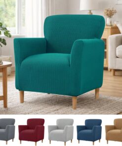 Funda elástica para sillón, 1 plaza, funda de sofá de jacquard, universal, extraíble, para gatos y perros (verde)