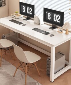 Mesa Escritorio, Escritorio de Estudio, Tablero de 2,5 cm de Grosor, Muy Estable, Mesa Gaming Desk, Ahorra Espacio, Montaje Sencillo, Apto para múltiples configuraciones(Blanco,120cm)