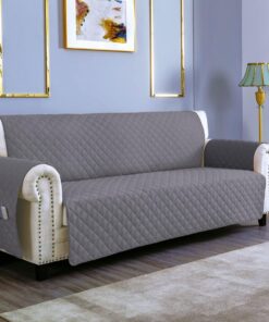 sevi's Funda Sofá 1 Plazas Impermeable e Antideslizante con Bolsillos, Cubre Sillon Orejero/Relax Reversible Antiarañazos para Mascotas, Oeko-Tex, Lavable - Gris