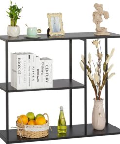 HDANI Mesa de Consola, Mesa de Entrada, Extremo del Sofá, Mesa de Entrada Estrecha，Marco de Metal, Patas Ajustables, para Salón, Entrada, Pasillo (Negro, 100×30×80cm)