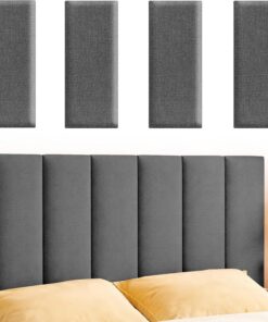 Juego de 4 almohadillas de pared autoadhesivas de 40 x 20 cm, cojines acolchados de pared como cabecero y protección contra impactos, paneles de pared suaves para cama, habitación