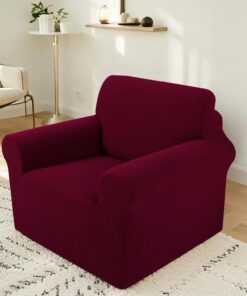Funda de sofá elástica, lavable, antideslizante, con cintura elástica y espuma, resistente a los arañazos, para niños, perros y mascotas (chair/burdeos)