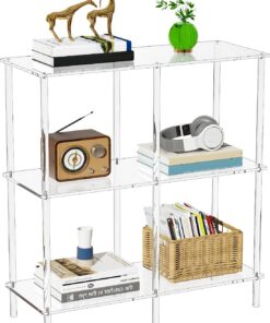 Mesa Consola Estrecha de Acrilico Metacrilato, Consola Recibidor Entrada, Libreria Estanteria, 75 x 30 x 80 cm (Transparente)