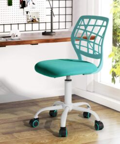 FurnitureR Color, Asiento de Ordenador Moderno y Ajustable, reposabrazos Giratorio, Silla de Oficina para jóvenes, Sala de Estudio, Turquesa, Metal, 38,5 cm x 40 cm x 75 – 87 cm