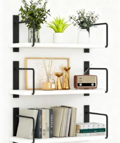 TRAYINDALY Estanteria Pared Madera Juego de 3, Baldas Flotantes Pared Rústicos y Decorativas, Ideals para Dormitorio, Baño, Cocina, Oficina, Sala (Blanco)