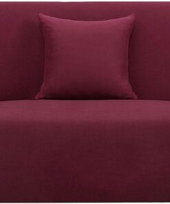 Sourcingmap Fundas elásticas para sofá de 4 plazas, Fundas elásticas de Color Liso, Lavables y Suaves para Perros, Fundas universales de Elastano para Muebles con una Funda de Almohada, Color borgoña