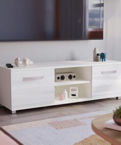 Vida Designs Cosmo - Mueble de TV de 2 Puertas, Acabado Brillante y Mate, para Sala de Estar, Color Blanco, 120 cm