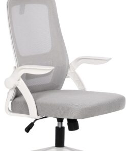 Silla de Escritorio y Oficina de Trabajo - Ergonómica Ajustable y Reclinable - Reposabrazos móviles, Cabezal, Reposacabezas, Función de Inclinación, Silla Giratoria, Soporte Lumbar, Blanco