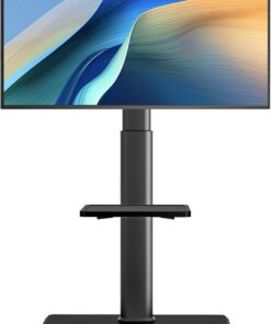 Soporte universal para TV móvil con ruedas, carrito rodante de doble nivel resistente para televisores de 27 a 65 pulgadas (LCD/LED/OLED), soporta 40 kg y VESA 400 x 400 mm, ideal para sala de estar