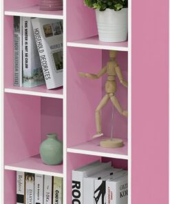 Furinno Luder Estantería Abierta Librería de 7 Cubos, Blanco/Rosa