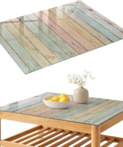 Tapa para Mesa de Centro 100x70 cm | Rectangular | Bordes Pulidos | pizarras de colores pastel | Vetro Temperato | Pies Antideslizantes | con Impresión Decorativa | para la Cocina y Salón