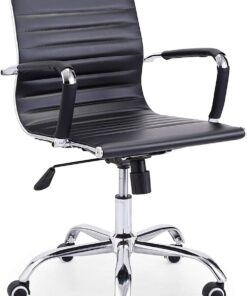 Adec Group Lucy, Silla de Oficina, Silla de Despacho o Escritorio, Acabado en Simil Piel Negro, Medidas: 64 cm (Ancho) x 64 cm (Fondo) x 89-99 cm (Alto)
