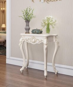Mesa Consola de Media Luna de Madera Estilo Europeo, Elegante Mesa Auxiliar Vintage para Entrada y sofá, Patas reforzadas de plástico-Acero, Amplia Superficie(Gold,70cm/27.6in)
