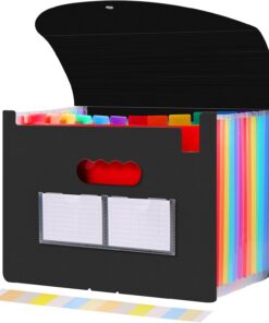 Diboniur Carpeta Clasificadora A4 - Clasificador Documentos con 12 Bolsillos Expandible, Archivador Carpeta Acordeón Gran Capacidad para Oficina, Hogar o Viajes - Negro