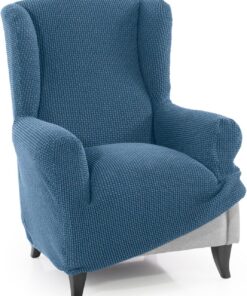 FAVERTI® Funda Super Elástica Sillón Orejero 1 Plaza 70 a 100 cm | Modelo NOVELE | Celeste | Protector de Calidad de Tejido Jacquard Tacto algodón | Protector Sillón orejero