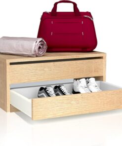 duehome | Cajonera Armario Dos cajones, Mueble Auxiliar Almacenamiento Dormitorio, Modelo Uniq, Color Cambria, Medidas: 77 cm (Largo) x 38 cm (Alto) x 45 cm (Fondo)