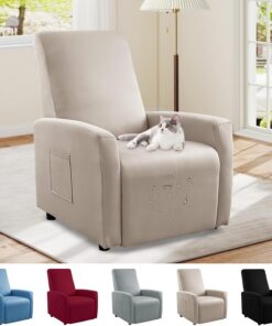 Bocguy Impermeables Fundas para Sillones Relax, Funda para Butaca Reclinable de 1 Plaza, Cubierta Elástica y Ajustable, Protector Impermeable para Sofá Individual (Light Brown)